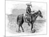 Indian Chief on Horseback, Wearing Flattened Feather Head Dress-null-Mounted Art Print