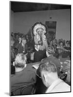 Indian Chief Speaking to Army Officers About the Construction of Garrison Dam-null-Mounted Photographic Print