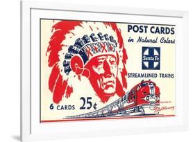 Indian Chief, Streamlined Train, Postcard Folder-null-Framed Premium Giclee Print