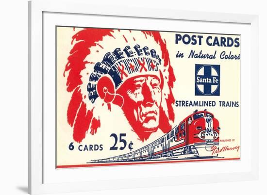 Indian Chief, Streamlined Train, Postcard Folder-null-Framed Art Print