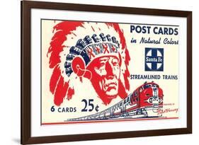 Indian Chief, Streamlined Train, Postcard Folder-null-Framed Art Print