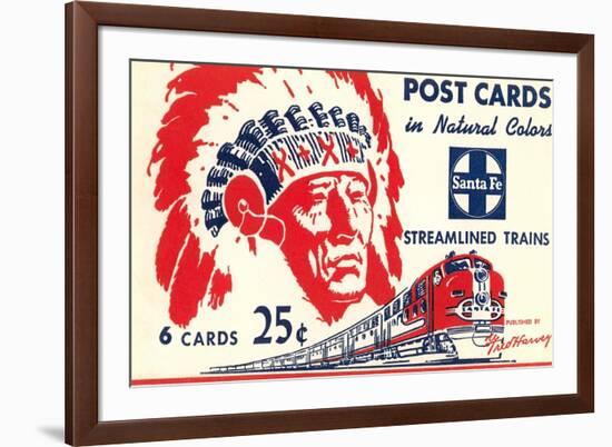 Indian Chief, Streamlined Train, Postcard Folder-null-Framed Art Print