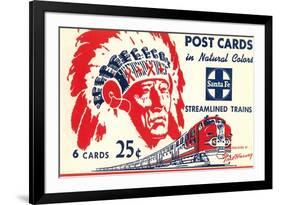 Indian Chief, Streamlined Train, Postcard Folder-null-Framed Art Print