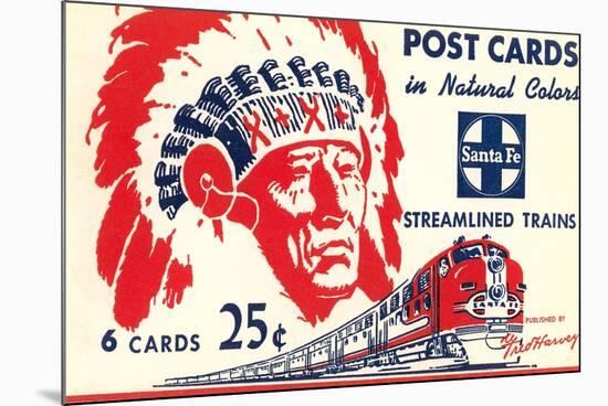 Indian Chief, Streamlined Train, Postcard Folder-null-Mounted Art Print