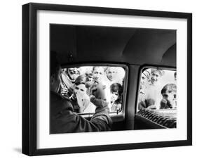 Indian children looking into puppeteer Bil Baird's car, March 1962.-James Burke-Framed Premium Photographic Print