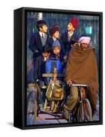Indian Children Ride to School on the Back of a Cycle Rickshaw-null-Framed Stretched Canvas