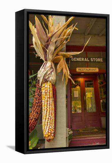 Indian Corn at Entrance to the Historic Story Inn, Story, Indiana-Chuck Haney-Framed Stretched Canvas