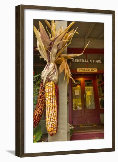 Indian Corn at Entrance to the Historic Story Inn, Story, Indiana-Chuck Haney-Framed Photographic Print