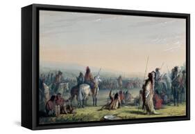 Indian Council, 1837-Alfred Jacob Miller-Framed Stretched Canvas