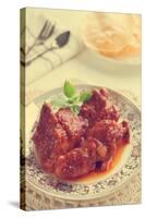 Indian Curry Chicken. Popular Indian Dish on Dining Table in Retro Vintage Style.-szefei-Stretched Canvas