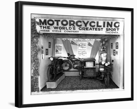 Indian Cycle Co. Booth at Puyallup Fair, 1927-Chapin Bowen-Framed Giclee Print