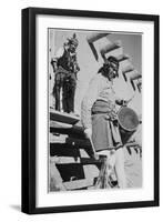 Indian Descending Wooden Stairs With Drum, Dance San Ildefonso Pueblo New Mexico 1942-Ansel Adams-Framed Art Print