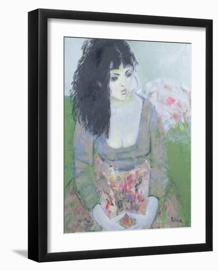 Indian Earring (Dark-Haired Girl in Green)-Endre Roder-Framed Giclee Print