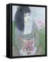 Indian Earring (Dark-Haired Girl in Green)-Endre Roder-Framed Stretched Canvas