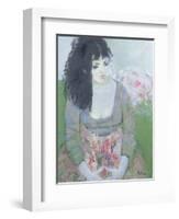 Indian Earring (Dark-Haired Girl in Green)-Endre Roder-Framed Giclee Print