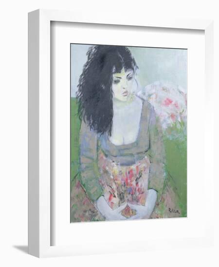 Indian Earring (Dark-Haired Girl in Green)-Endre Roder-Framed Giclee Print