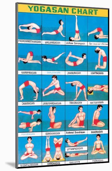 Indian Educational Chart - Yoga Chart-null-Mounted Art Print