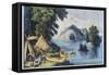 Indian Encampment on the St. Lawrence-Currier & Ives-Framed Stretched Canvas