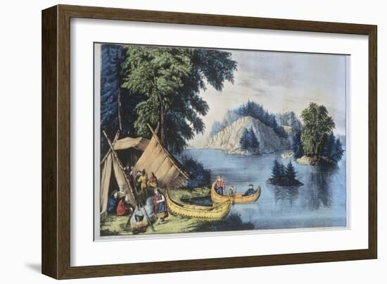 Indian Encampment on the St. Lawrence-Currier & Ives-Framed Giclee Print