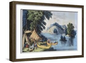 Indian Encampment on the St. Lawrence-Currier & Ives-Framed Giclee Print