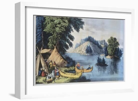 Indian Encampment on the St. Lawrence-Currier & Ives-Framed Giclee Print