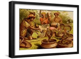 Indian Fakirs with King Cobras-F.W. Kuhnert-Framed Art Print