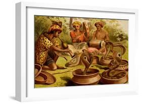 Indian Fakirs with King Cobras-F.W. Kuhnert-Framed Art Print