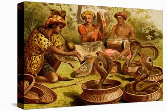 Indian Fakirs with King Cobras-F.W. Kuhnert-Stretched Canvas