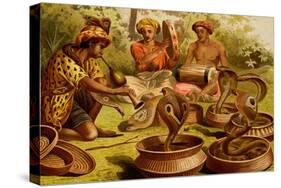 Indian Fakirs with King Cobras-F.W. Kuhnert-Stretched Canvas