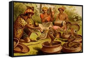 Indian Fakirs with King Cobras-F.W. Kuhnert-Framed Stretched Canvas