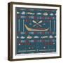 Indian Fishing - Seamless Pattern-destra-Framed Art Print