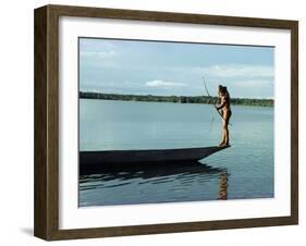 Indian Fishing with Bow and Arrow, Xingu, Amazon Region, Brazil, South America-Claire Leimbach-Framed Photographic Print