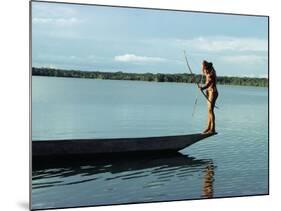 Indian Fishing with Bow and Arrow, Xingu, Amazon Region, Brazil, South America-Claire Leimbach-Mounted Photographic Print