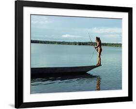 Indian Fishing with Bow and Arrow, Xingu, Amazon Region, Brazil, South America-Claire Leimbach-Framed Photographic Print