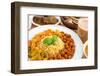 Indian Food Biryani Rice, Mutton Curry, Chapatti, Milk Tea and Dal. Indian Dining Table.-szefei-Framed Photographic Print