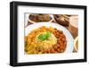 Indian Food Biryani Rice, Mutton Curry, Chapatti, Milk Tea and Dal. Indian Dining Table.-szefei-Framed Photographic Print