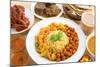 Indian Food Biryani Rice, Mutton Curry, Chapatti, Milk Tea, Dal, Salad and Curry Chicken. Indian Di-szefei-Mounted Photographic Print