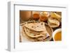 Indian Food, Chapati Flatbread, Roti Canai, Dal, Curry, Teh Tarik or Pulled Tea, Acar. Famous India-szefei-Framed Photographic Print