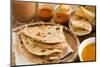 Indian Food, Chapati Flatbread, Roti Canai, Dal, Curry, Teh Tarik or Pulled Tea, Acar. Famous India-szefei-Mounted Photographic Print