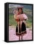 Indian Girl with Llama, Cusco, Peru-Pete Oxford-Framed Stretched Canvas