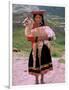 Indian Girl with Llama, Cusco, Peru-Pete Oxford-Framed Photographic Print