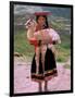 Indian Girl with Llama, Cusco, Peru-Pete Oxford-Framed Photographic Print