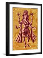 Indian God Ganpati in Blessing Posture. Vector Illustration-Vecton-Framed Art Print