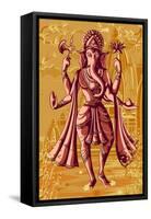 Indian God Ganpati in Blessing Posture. Vector Illustration-Vecton-Framed Stretched Canvas