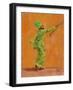 Indian green dancer with chimta oil on board-Sue Wales-Framed Giclee Print