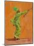 Indian green dancer with chimta oil on board-Sue Wales-Mounted Giclee Print