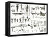 Indian Hieroglyphs-English-Framed Stretched Canvas