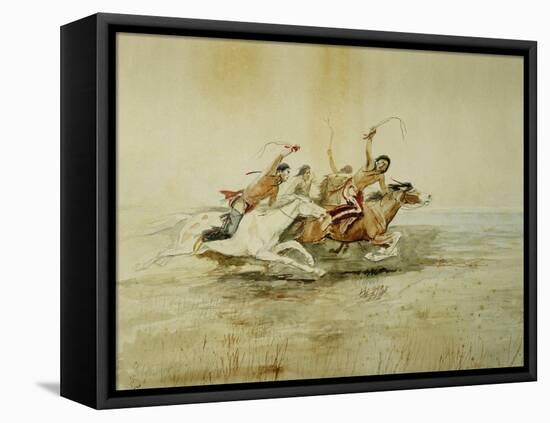 Indian Horse Race No. 4-Charles Marion Russell-Framed Stretched Canvas