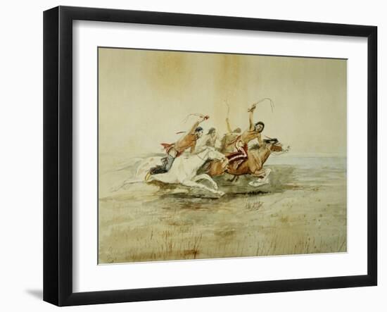 Indian Horse Race No. 4-Charles Marion Russell-Framed Giclee Print