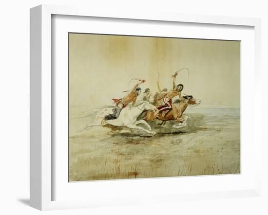 Indian Horse Race No. 4-Charles Marion Russell-Framed Giclee Print